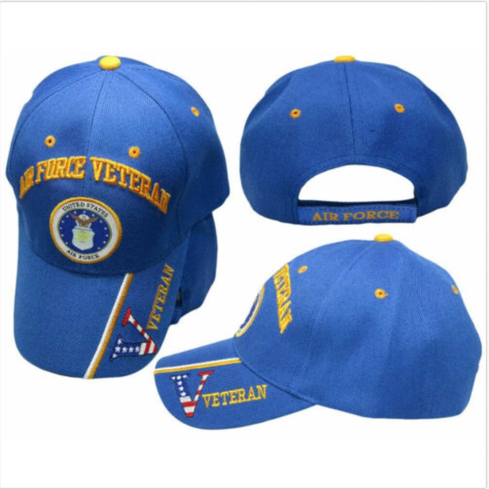 U.S. Air Force Veteran Hat "V" Royal Blue Vet Embl